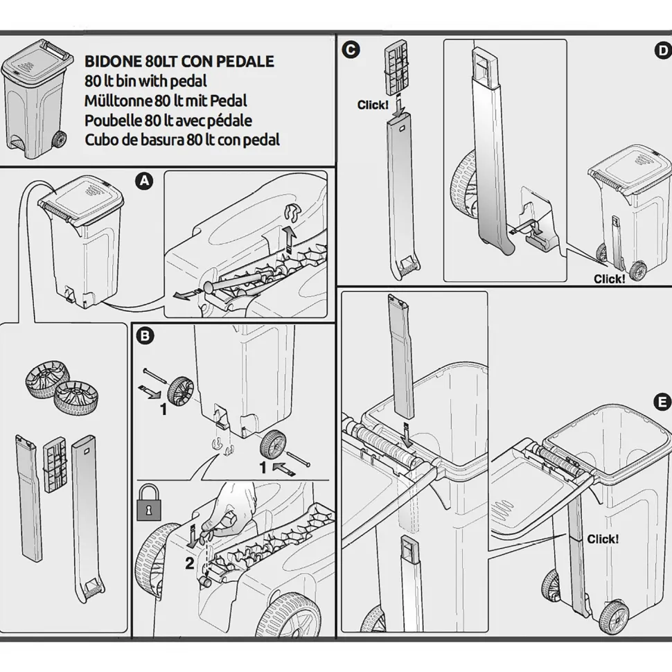 Pattumiera a pedale Linea Urban Eco System Blu Capri 80 Litri