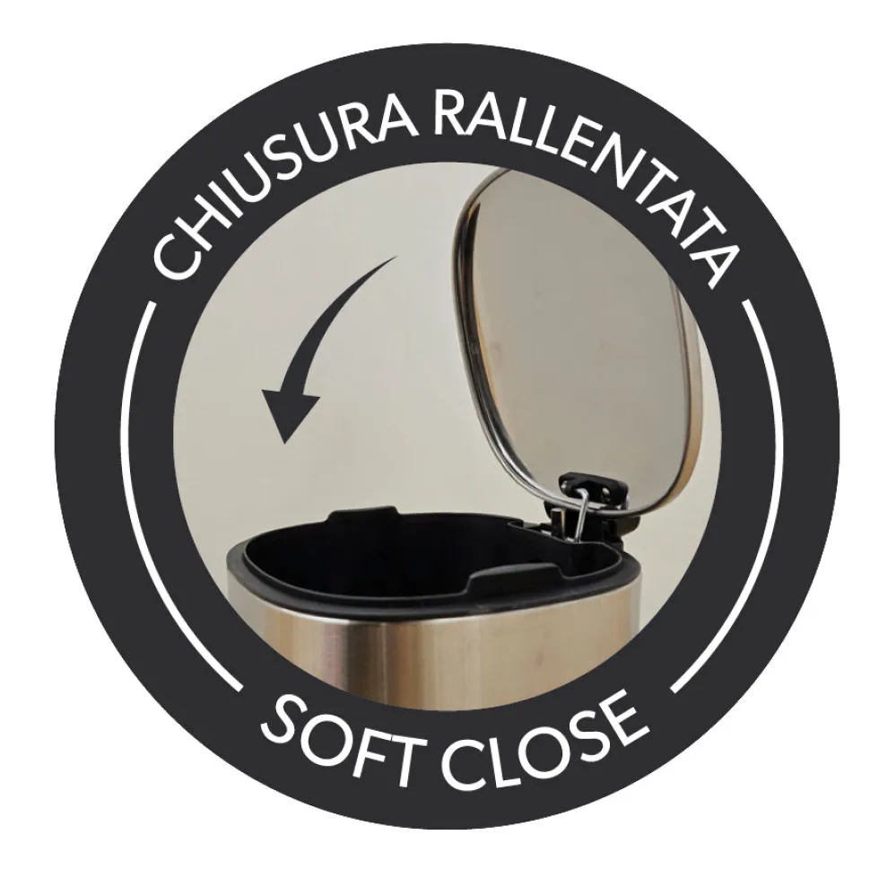 Pattumiera con Pedale in Acciaio Bianco Opaco Soft Close 3 litri