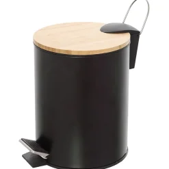 Pattumiera nera con top in bamboo 3 litri