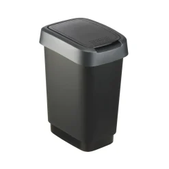 Pattumiera per raccolta differenziata con coperchio basculante Twist Argento 10 Litri