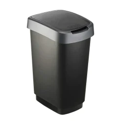 Pattumiera per raccolta differenziata con coperchio basculante Twist Argento 25 Litri