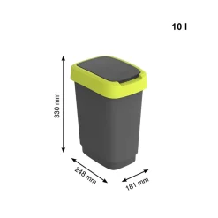 Pattumiera per raccolta differenziata con coperchio basculante Twist Lime 10 Litri