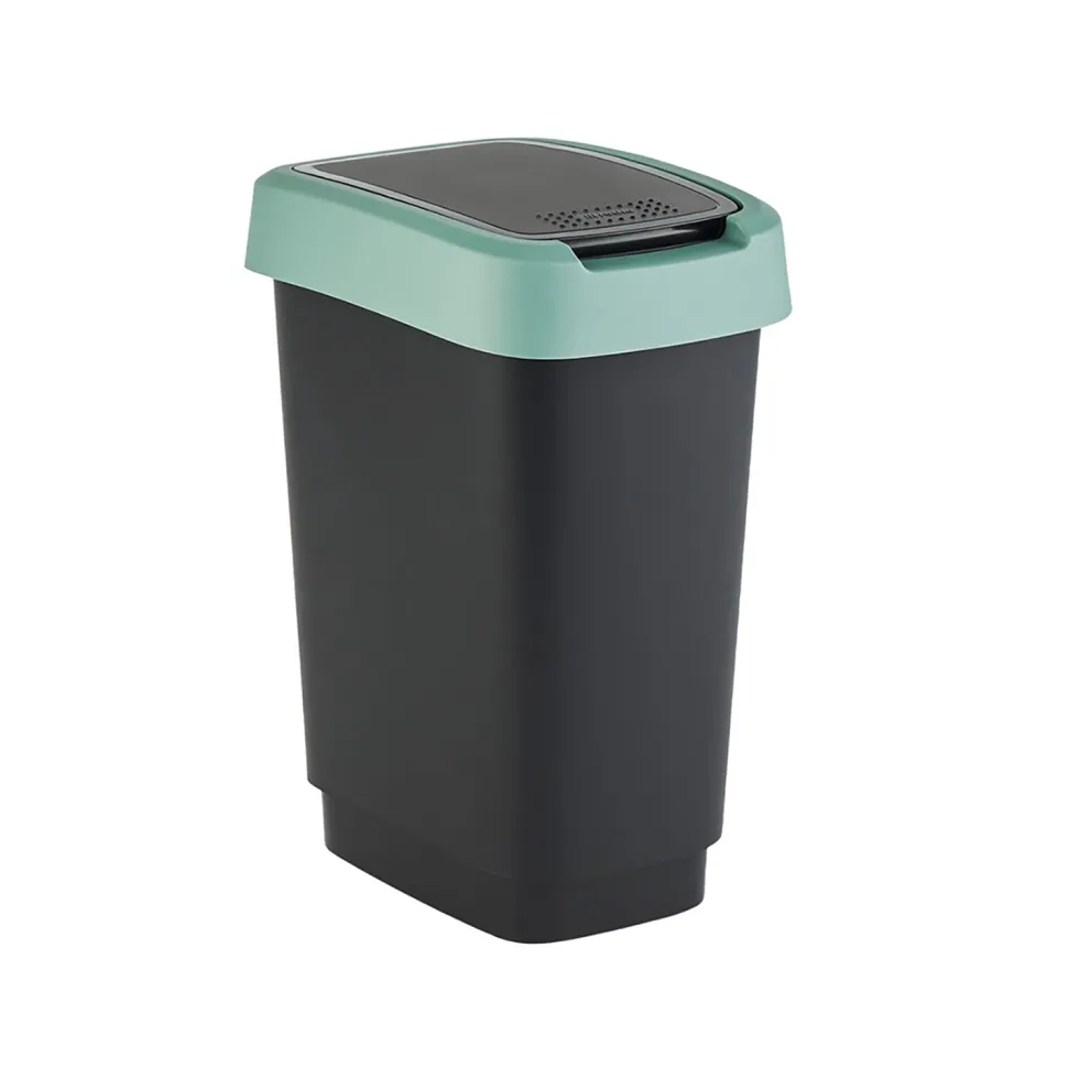 Pattumiera per raccolta differenziata con coperchio basculante Twist Verde 10 Litri