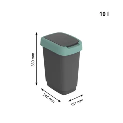 Pattumiera per raccolta differenziata con coperchio basculante Twist Verde 10 Litri