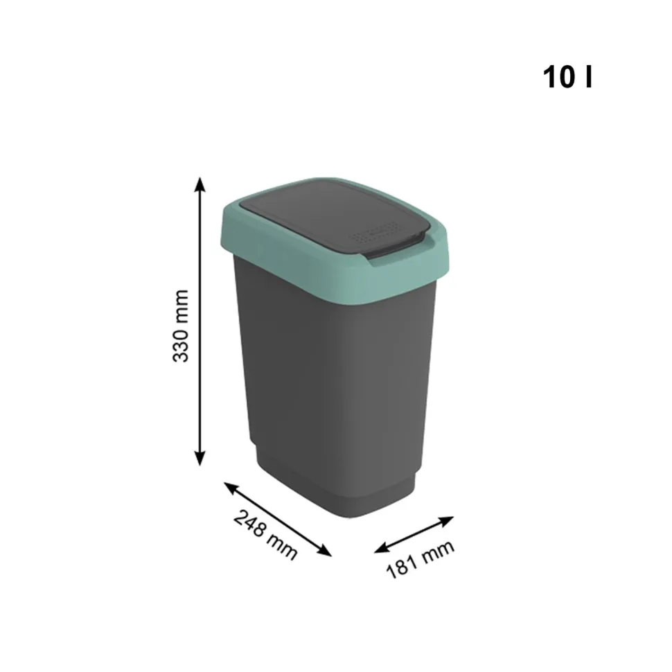 Pattumiera per raccolta differenziata con coperchio basculante Twist Verde 10 Litri