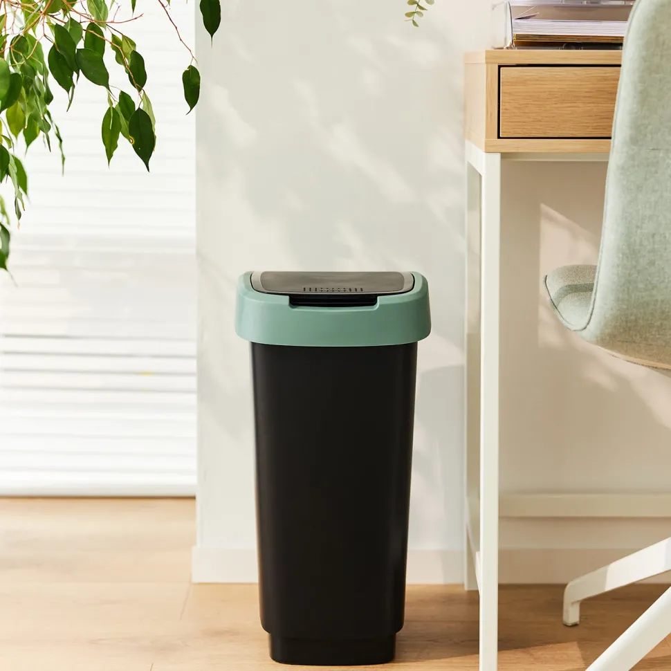 Pattumiera per raccolta differenziata con coperchio basculante Twist Verde 25 Litri