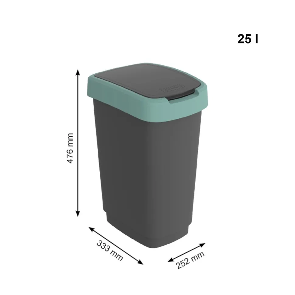 Pattumiera per raccolta differenziata con coperchio basculante Twist Verde 25 Litri