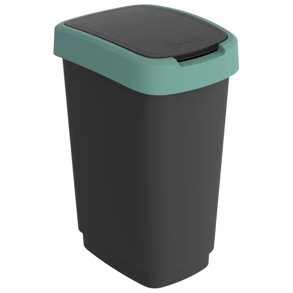 Pattumiera per raccolta differenziata con coperchio basculante Twist Verde 25 Litri