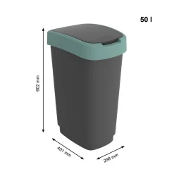 Pattumiera per raccolta differenziata con coperchio basculante Twist Verde 50 Litri