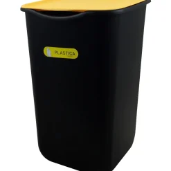 Pattumiera Plastica con Coperchio Giallo 50 litri