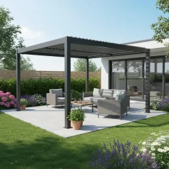 Pergola Bioclimatica in Alluminio Grigio Scuro 3x3 metri