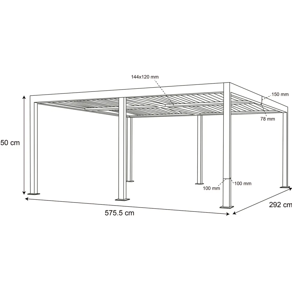 Pergola Bioclimatica in Alluminio Grigio Scuro 3x6 metri