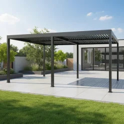 Pergola Bioclimatica in Alluminio Grigio Scuro 3x6 metri