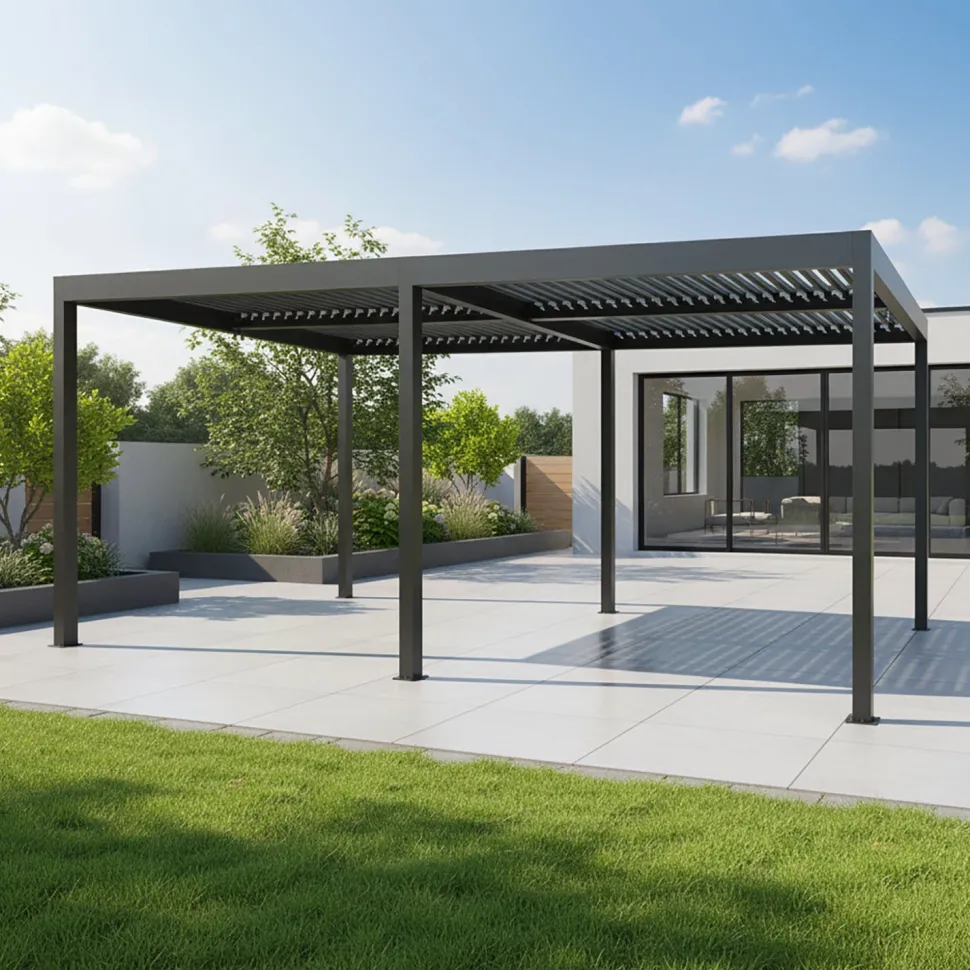 Pergola Bioclimatica in Alluminio Grigio Scuro 3x6 metri