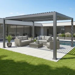 Pergola Bioclimatica in Alluminio Grigio Scuro 4x4 metri