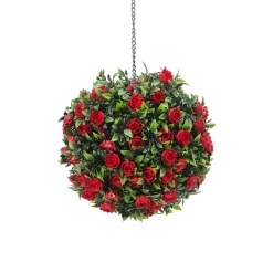 Pianta artificiale Bosso con Rose Bianche diametro 23 cm