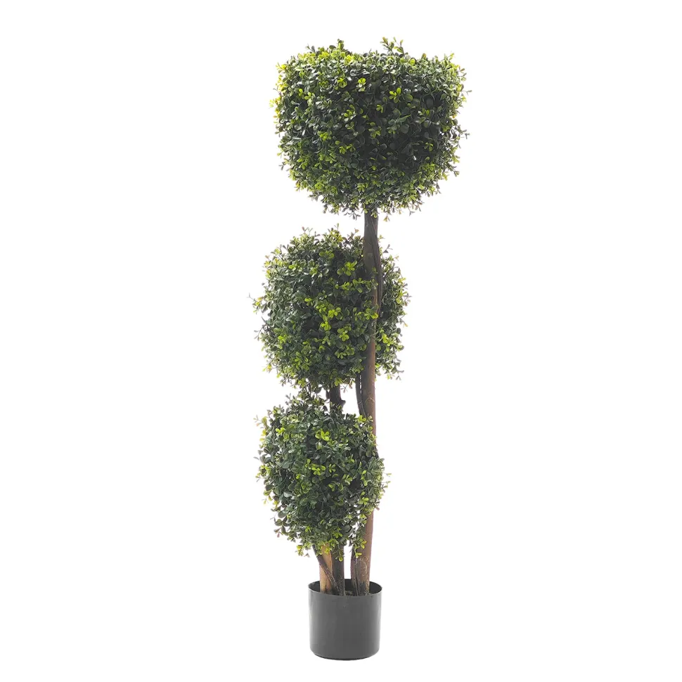 Pianta Artificiale Bosso Tripla Sfera in vaso