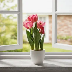 Pianta Artificiale con Vaso Tulipani Decorativi