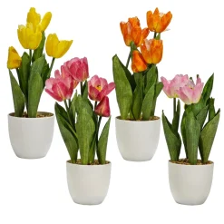 Pianta Artificiale con Vaso Tulipani Decorativi