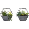 Pianta Artificiale Grassa in vaso con struttura in Metallo Nero h20x20x6 cm