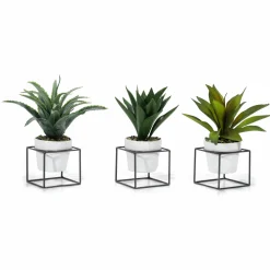 Pianta artificiale in vaso con Base in metallo