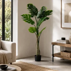 Pianta artificiale Monstera deliciosa in vaso h130 cm
