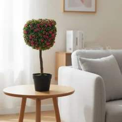 Pianta Artificiale Topiary con Rose in vaso