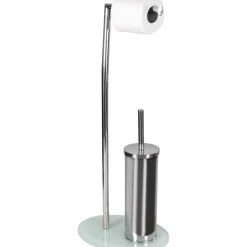 Piantana Portascopino e Portarotolo in acciaio inox