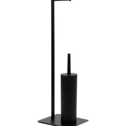 Piantana portascopino e portarotolo in acciaio inox Nero