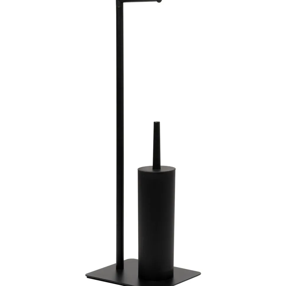 Piantana portascopino e portarotolo in acciaio inox Nero