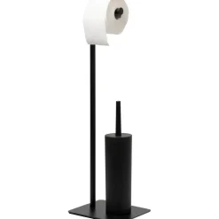 Piantana portascopino e portarotolo in acciaio inox Nero