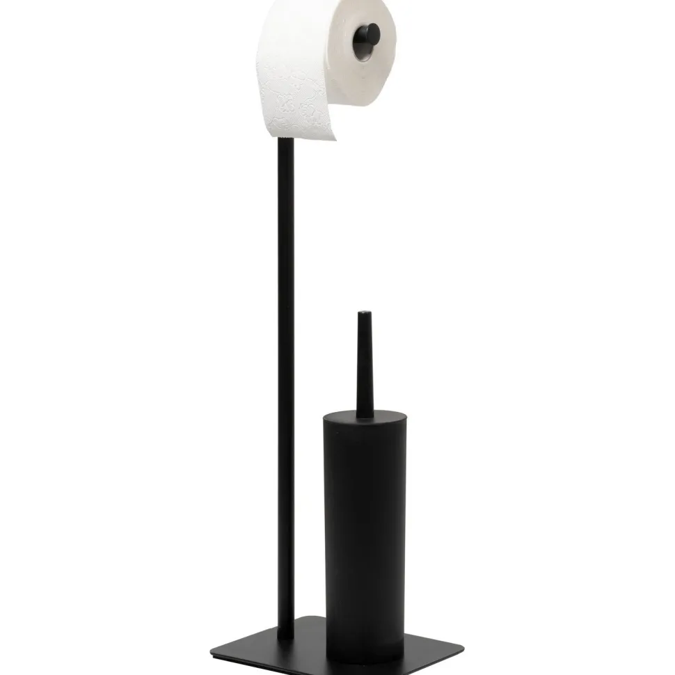 Piantana portascopino e portarotolo in acciaio inox Nero