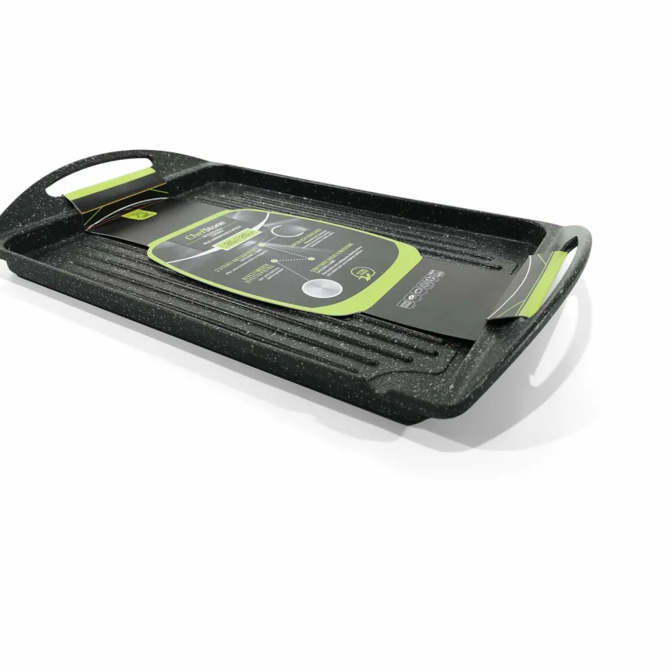 Piastra Grill con 2 manici e fondo a induzione Linea ChefStone 35x25 cm