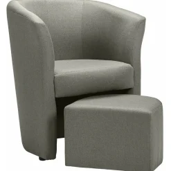 Poltrona in tessuto con pouf Djerba Savana Grigio