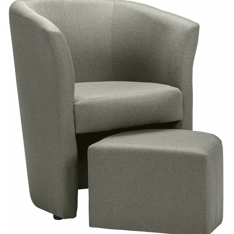 Poltrona in tessuto con pouf Djerba Savana Grigio