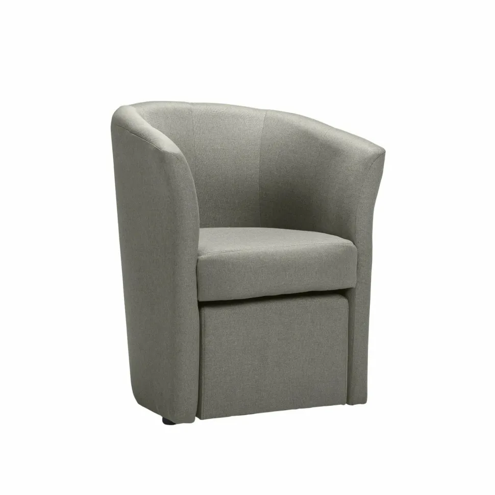 Poltrona in tessuto con pouf Djerba Savana Grigio