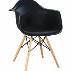 Poltrona Nera con gambe in legno