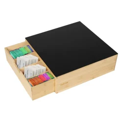 Porta Capsule in Bamboo con Piano in Vetro 3 in 1 Linea Natura
