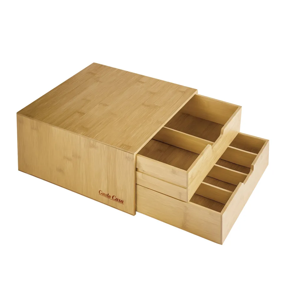 Porta Capsule in Bamboo 6 Scomparti Salvaspazio Multiuso Linea Natura