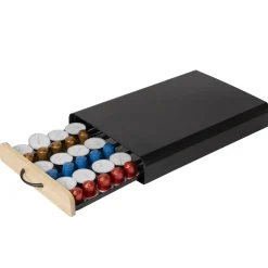 Porta Capsule in Metallo & Bamboo 2 in 1 Nero 66 Posti