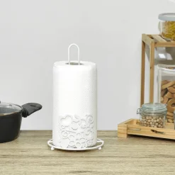 Portarotolo da Cucina in Metallo Bianco h29 cm diametro 16 cm
