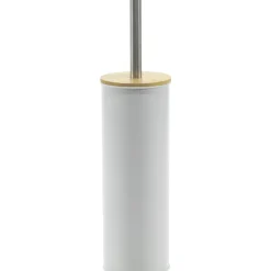 Portascopino con scopino bianco e elementi in bamboo