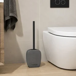 Portascopino con scopino in Cemento Grigio Scuro