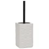 Portascopino con Scopino in Ceramica Bianco Finitura a rilievo effetto intreccio