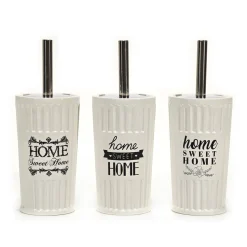 Portascopino con Scopino in Ceramica Bianco Home Sweet Home