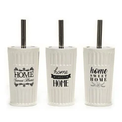 Portascopino con Scopino in Ceramica Bianco Home Sweet Home