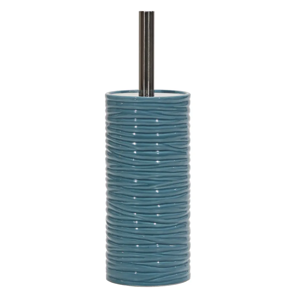 Portascopino con Scopino in Ceramica Carta da Zucchero Finitura a rilievo Effetto Ondulato h35 cm
