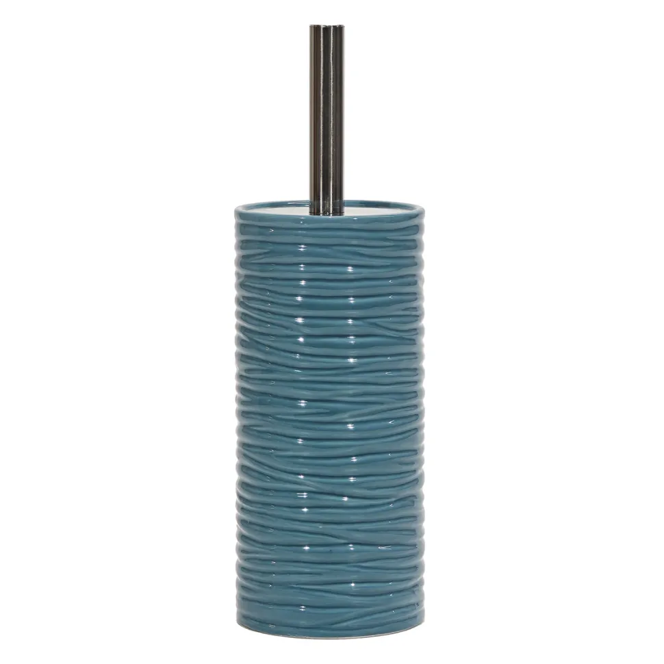 Portascopino con Scopino in Ceramica Carta da Zucchero Finitura a rilievo Effetto Ondulato h35 cm