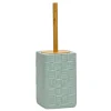 Portascopino con Scopino in Ceramica Celeste Finitura a rilievo effetto intreccio