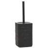 Portascopino con Scopino in Ceramica Nero Finitura a rilievo effetto intreccio